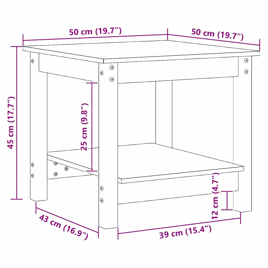 Τραπεζάκι σαλονιού Καφέ κεριού 50 x 50 x 45 cm