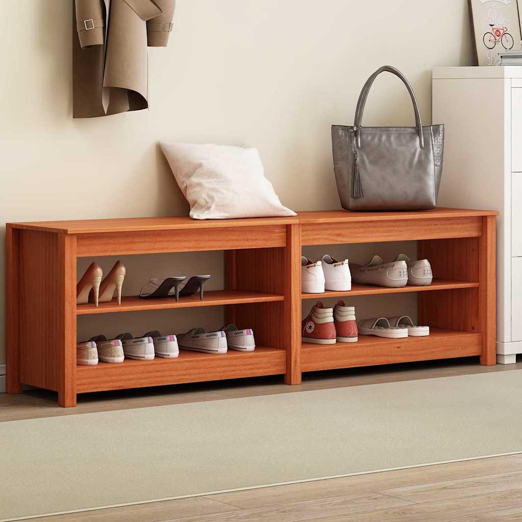 Πάγκος για παπούτσια με ράφι Κερωτό καφέ 160 x 36,5 x 50 εκ.