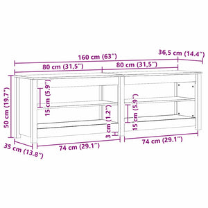 Πάγκος για παπούτσια με ράφι Κερωτό καφέ 160 x 36,5 x 50 εκ.