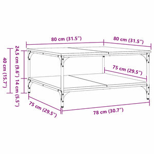 Τραπεζάκι σαλονιού Παλαιό ξύλο 80 x 80 x 40 cm