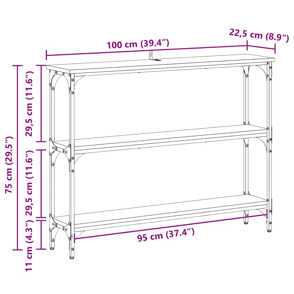 Τραπέζι κονσόλας με ράφι Παλαιό ξύλο 100 x 22,5 x 75 εκ