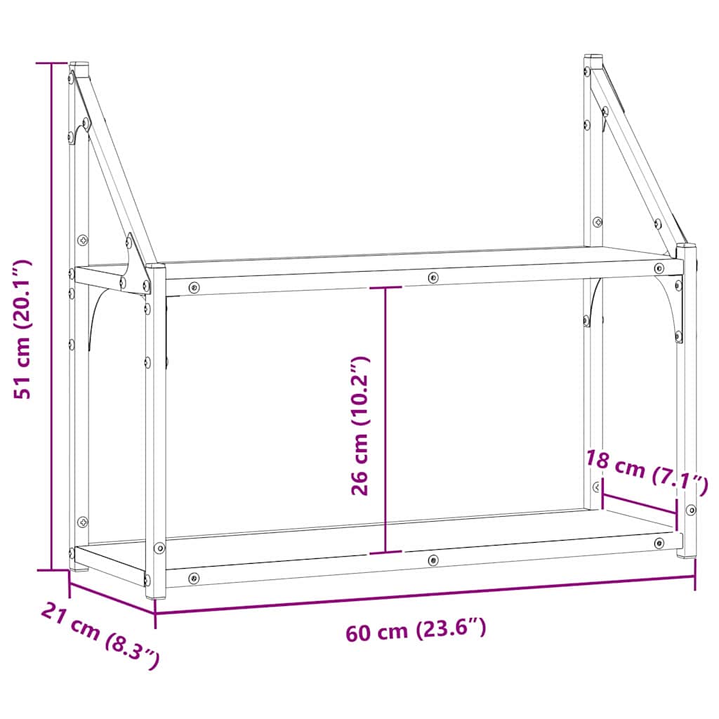 Ράφι Τοίχου Παλαιό ξύλο 60 x 21 x 51 cm Επεξεργασμένο ξύλο - Pakobazaar