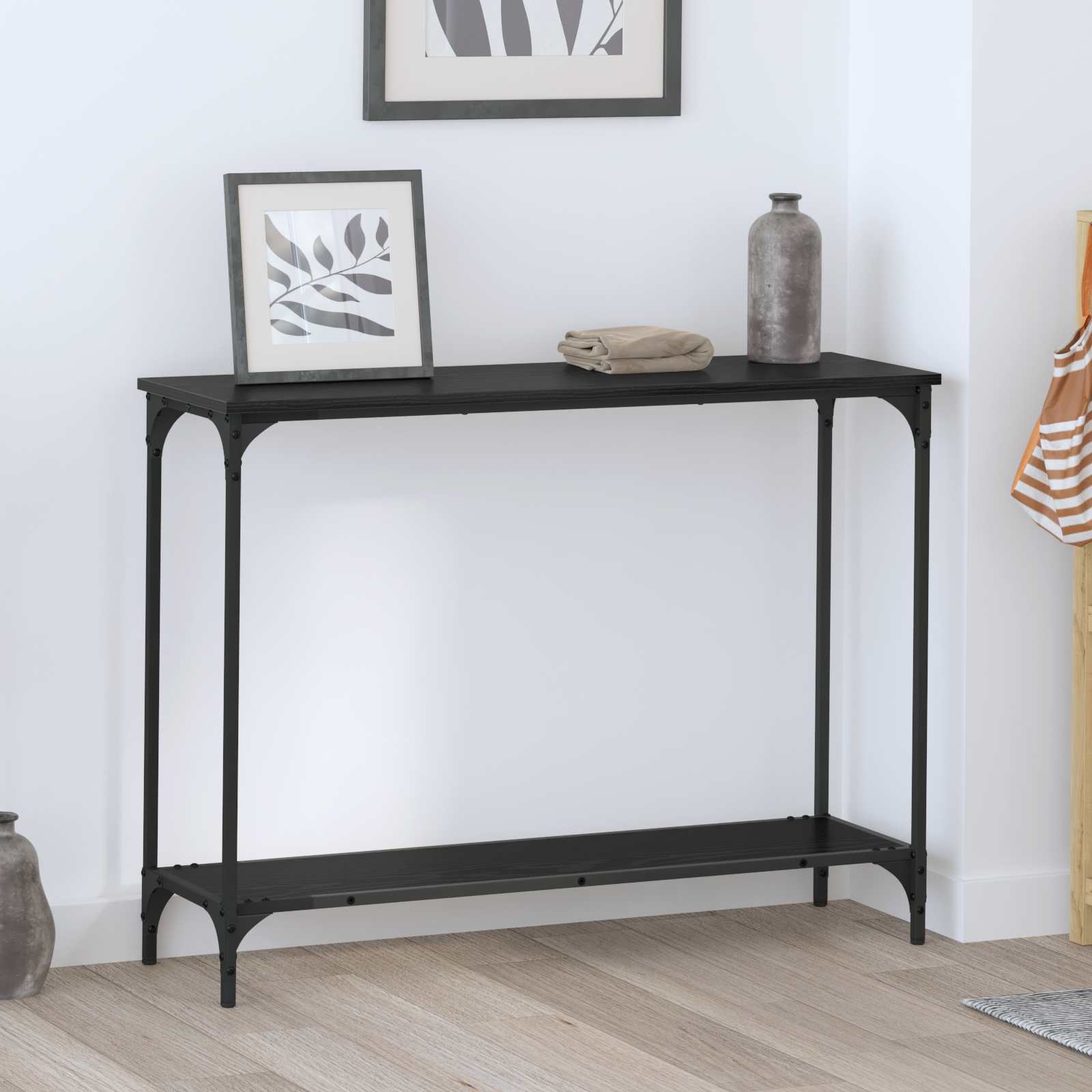 Τραπέζι κονσόλας με ράφι Μαύρη δρυς 101 x 30.5 x 75 εκ - Pakobazaar