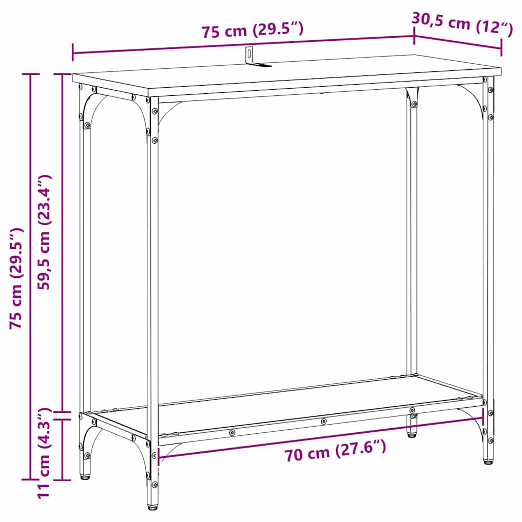 Τραπέζι κονσόλας με ράφι Παλαιό ξύλο 75 x 30.5 x 75 εκ