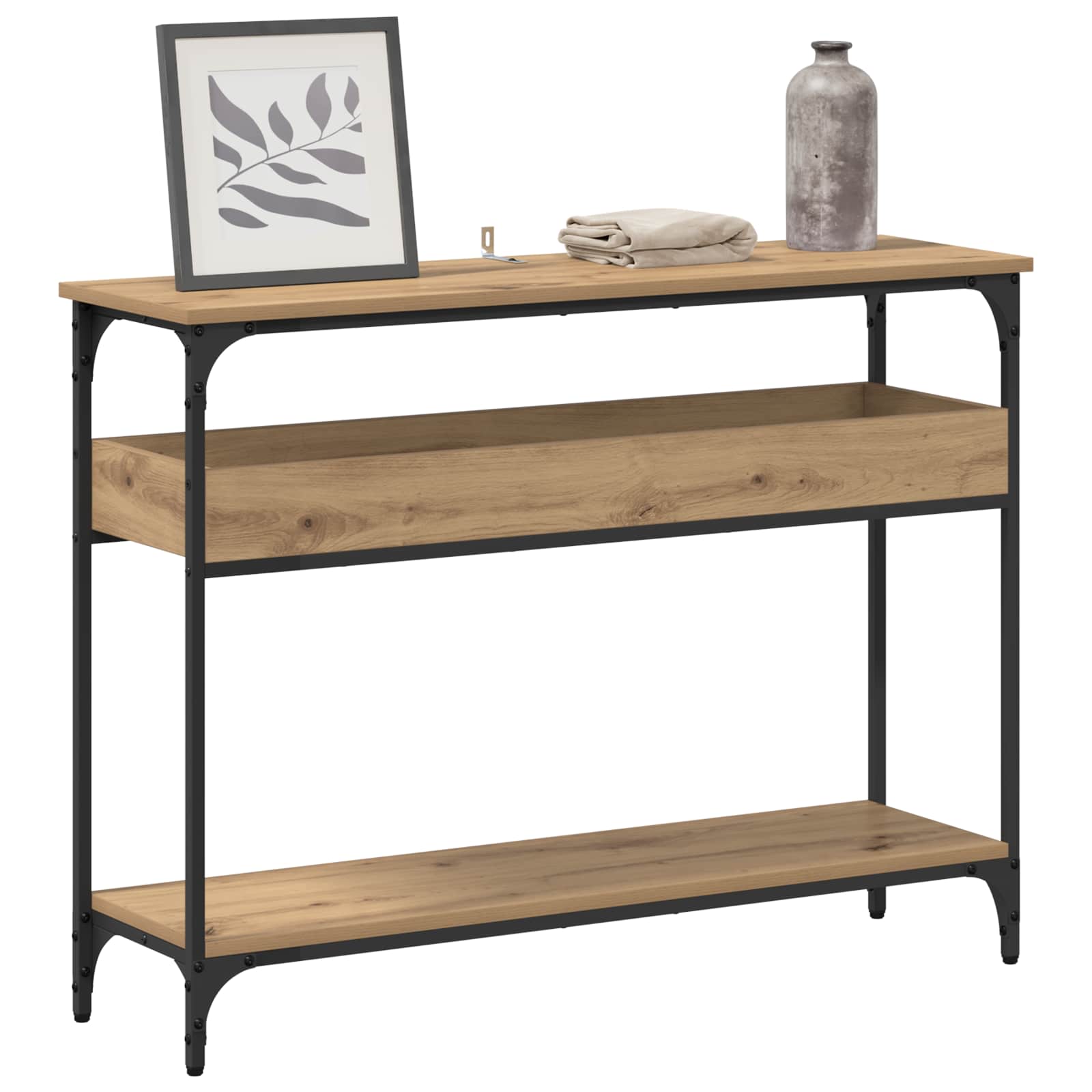 Τραπέζι κονσόλας με ράφι artisan δρυς 100 x 29 x 75 εκ. - Pakobazaar