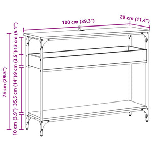 Τραπέζι κονσόλας με ράφι artisan δρυς 100 x 29 x 75 εκ. - Pakobazaar