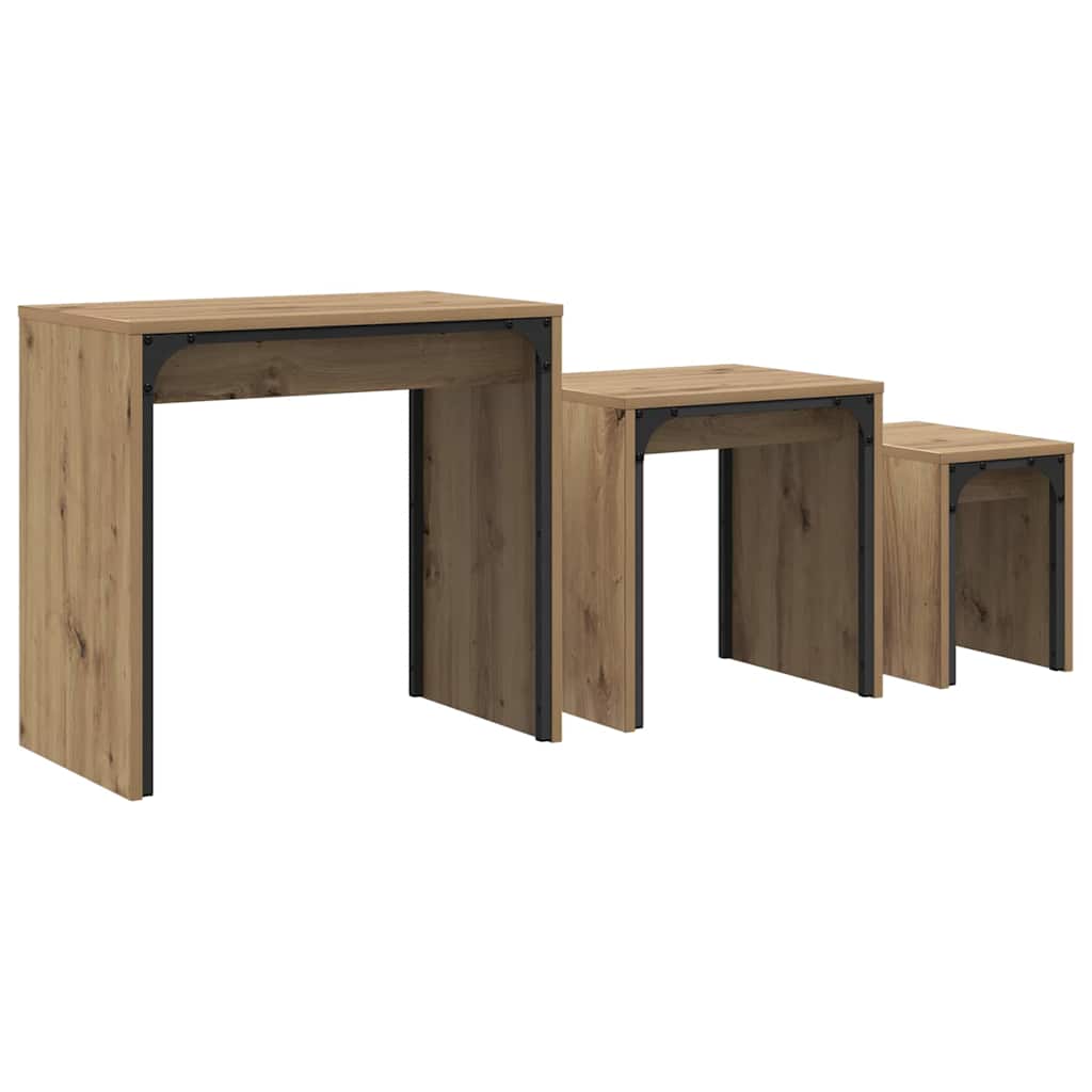 Τραπεζάκι σαλονιού 3 pcs Artisan Oak Επεξεργασμένο ξύλο