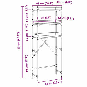 Ράφια πλυντηρίου ρούχων με ράφι Μαύρο 0ak 67 x 25 x 163 εκ. - Pakobazaar