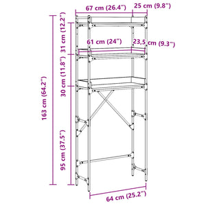 Ράφια πλυντηρίου ρούχων με ράφι Μαύρο 0ak 67 x 25 x 163 εκ. - Pakobazaar