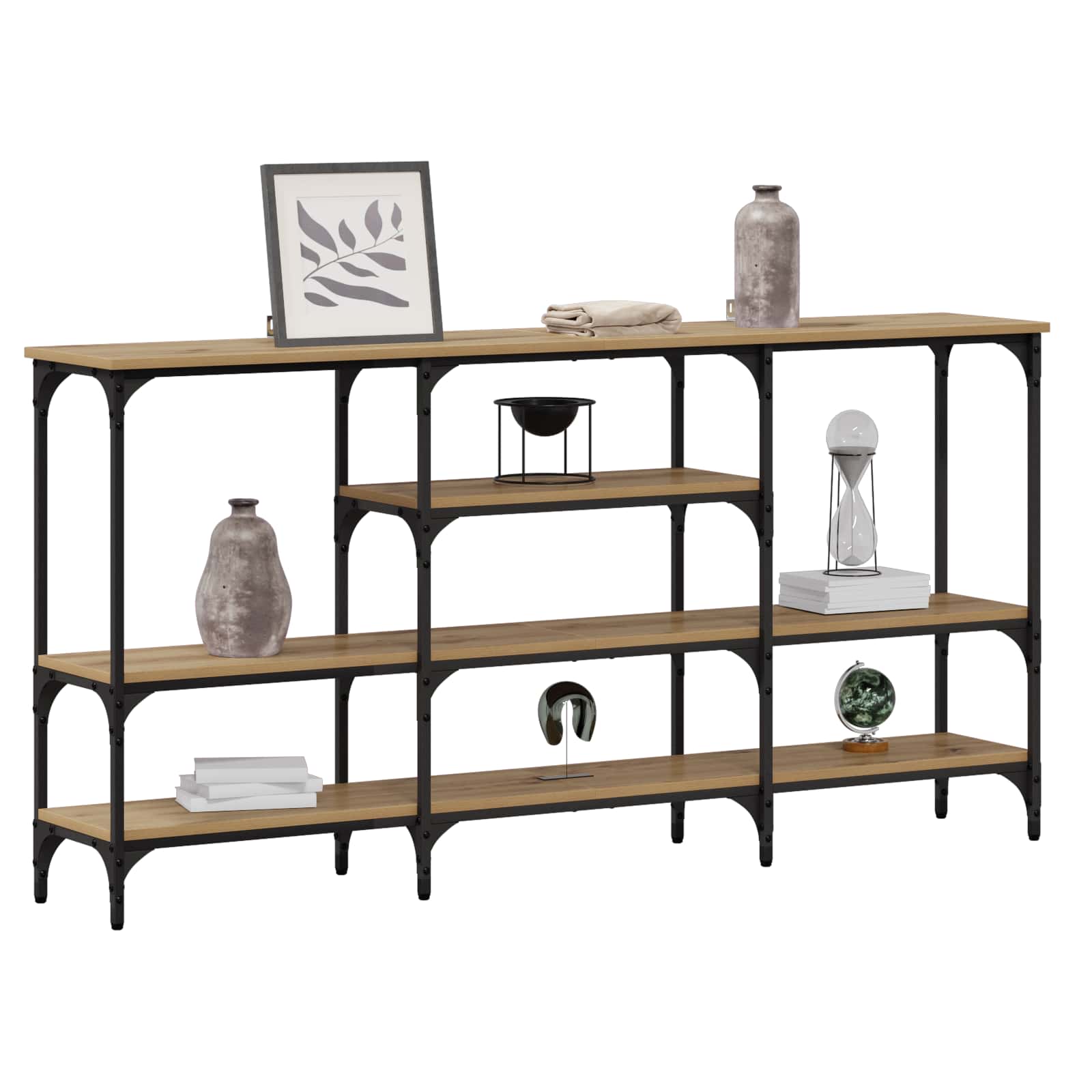 Τραπέζι κονσόλας με ράφι artisan δρυς 160 x 29 x 80 εκ. - Pakobazaar