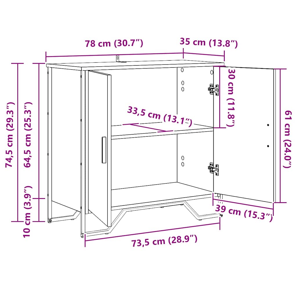 Πλαϊνό γραφείο Μαύρη Οξυά 78 x 35 x 74.5 εκ.