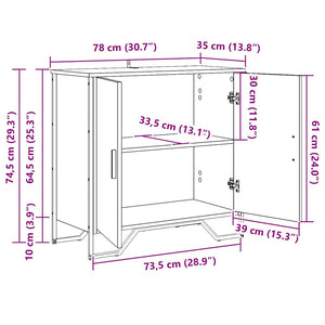 Πλαϊνό γραφείο Μαύρη Οξυά 78 x 35 x 74.5 εκ.