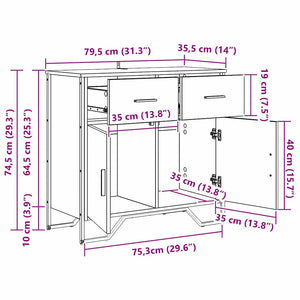 Πλαϊνό γραφείο Μαύρη Οξυά 79,5 x 35,5 x 74,5 εκ