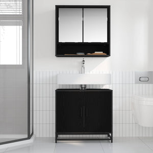 Ντουλάπα Νιπτήρα Mπάνιου Μαύρη Οξυά 65 x 33 x 60 εκ