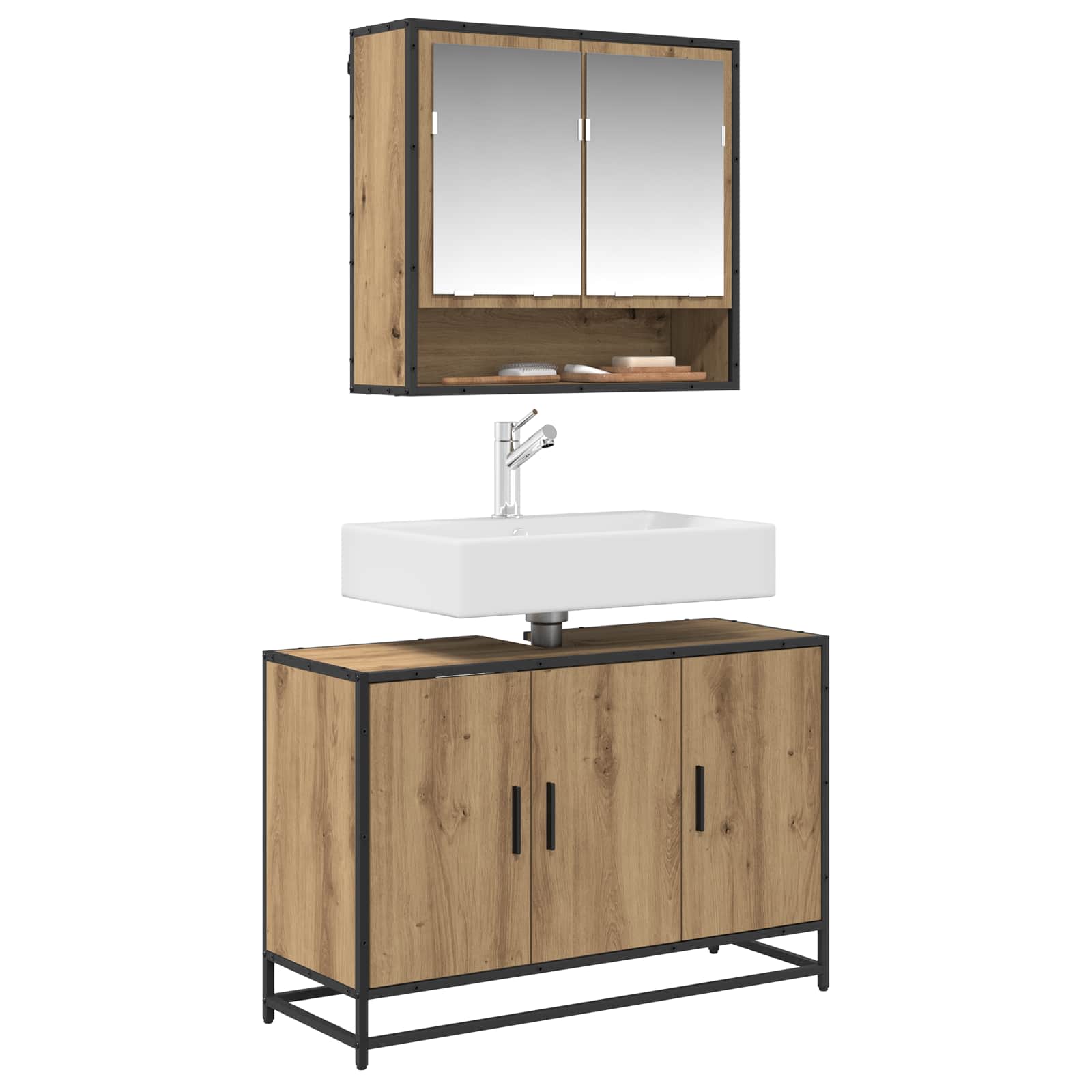 Ντουλάπι Μπάνιου με αποθήκευση Artisan Oak 90 x 33 x 60 εκ. - Pakobazaar