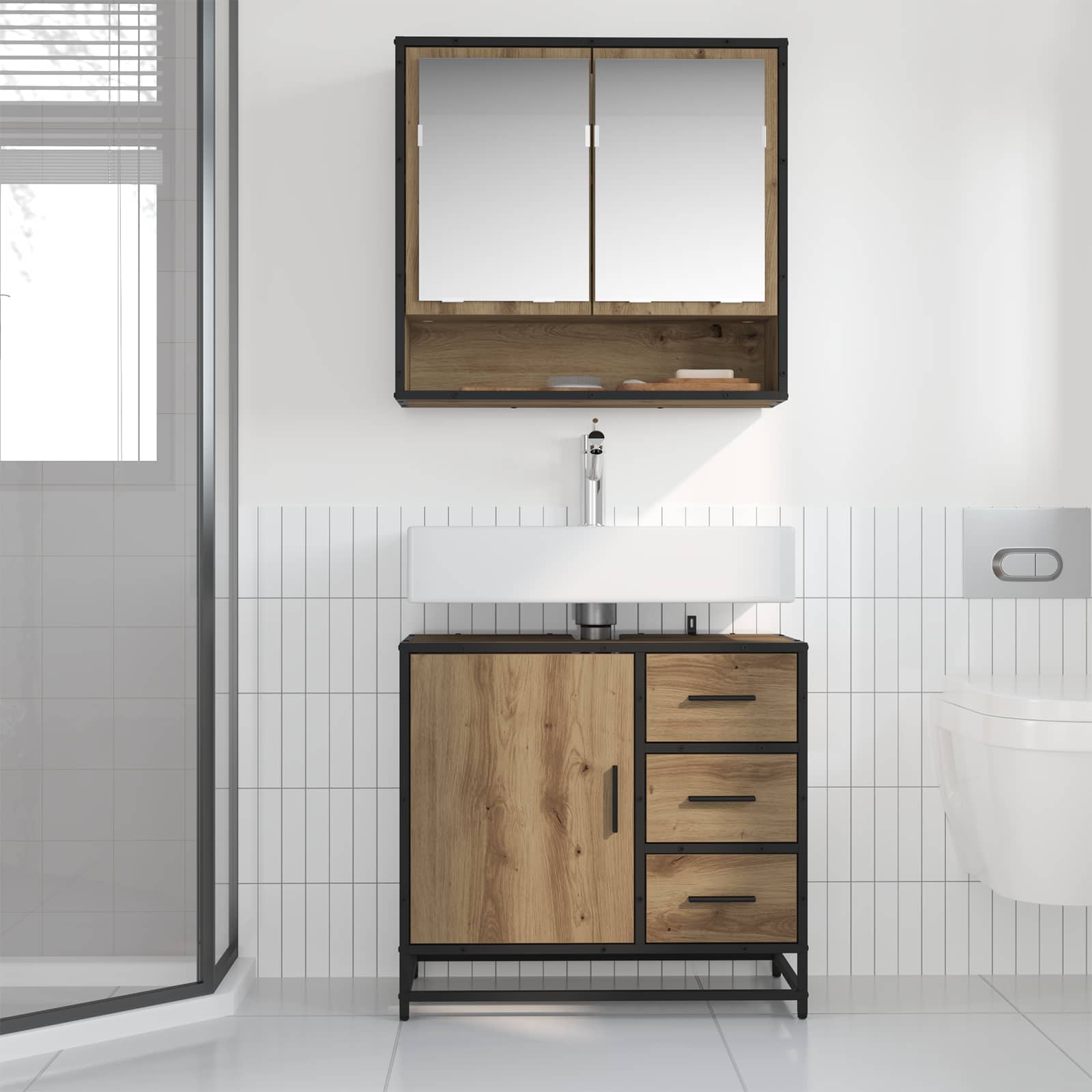Ντουλάπι Μπάνιου Artisan Oak 65 x 33 x 60 εκ Επεξεργασμένο ξύλο - Pakobazaar