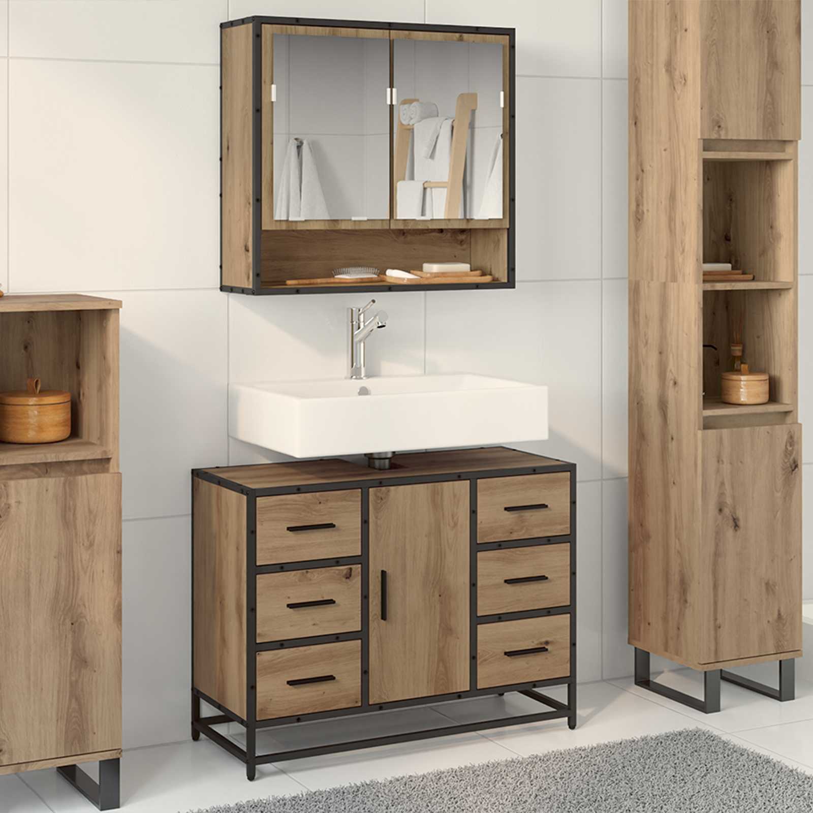 Ντουλάπι Μπάνιου Artisan Oak 80 x 33 x 60 εκ Επεξεργασμένο ξύλο - Pakobazaar