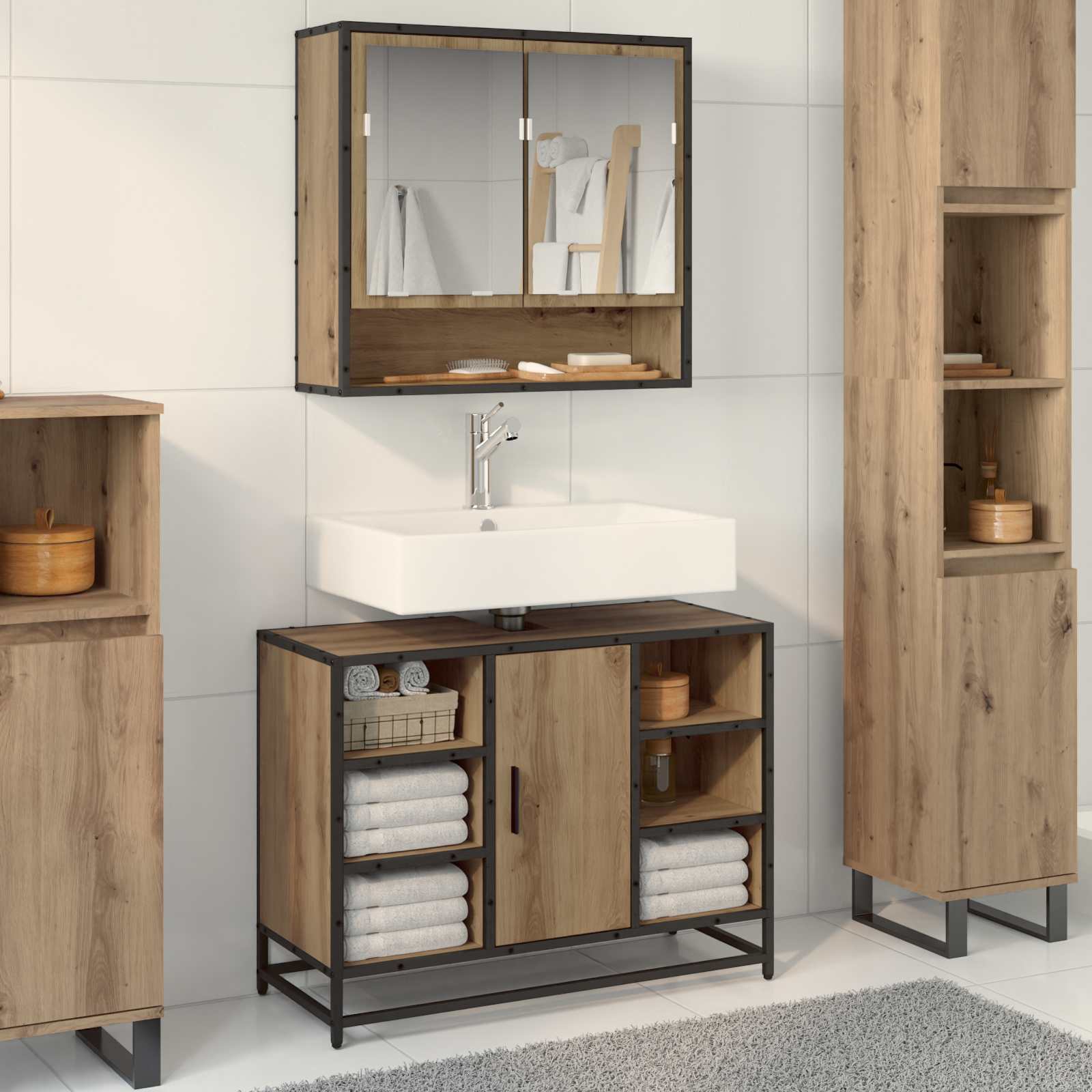 Ντουλάπι Μπάνιου Artisan Oak 80 x 33 x 60 εκ Επεξεργασμένο ξύλο - Pakobazaar