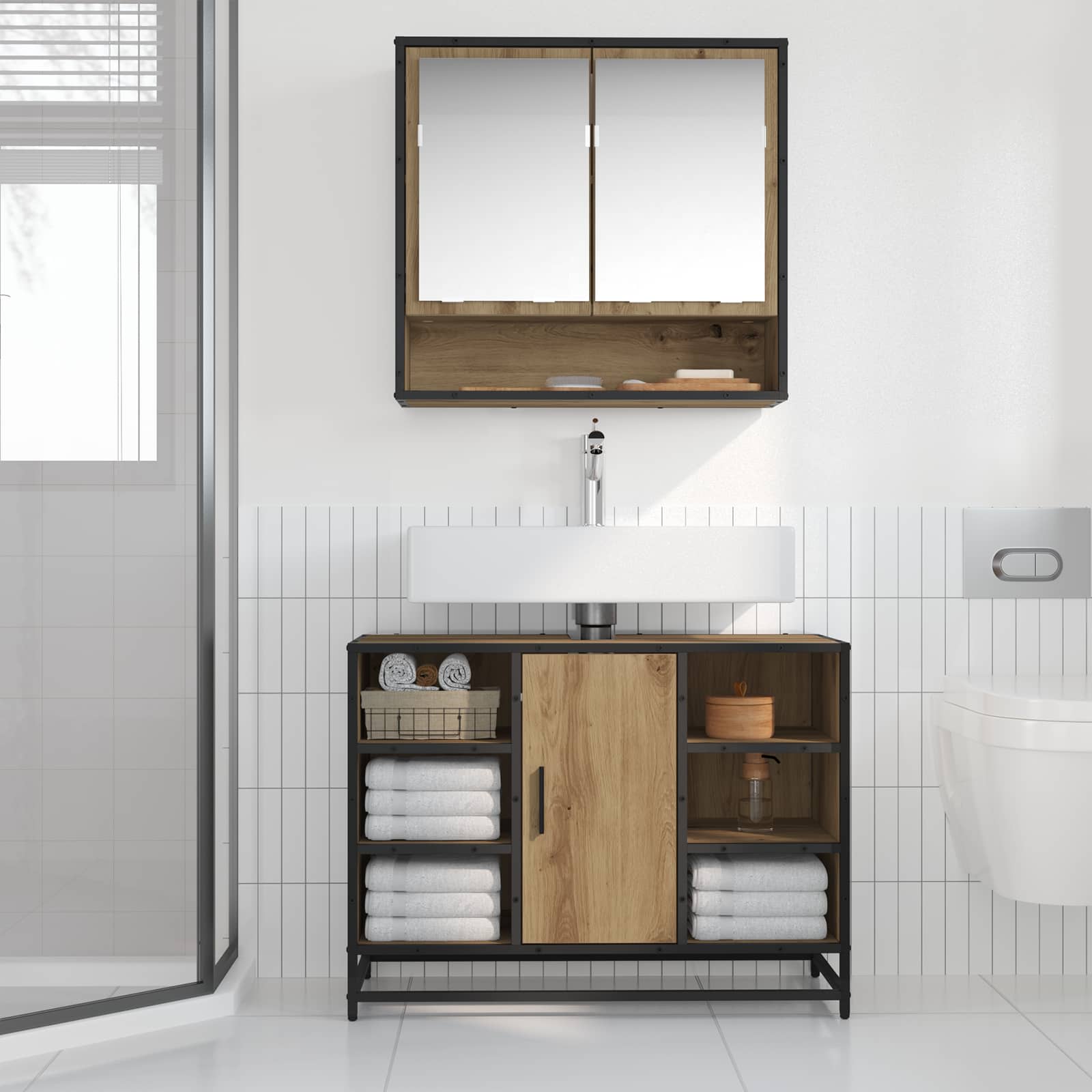 Ντουλάπι Μπάνιου Artisan Oak 80 x 33 x 60 εκ Επεξεργασμένο ξύλο - Pakobazaar