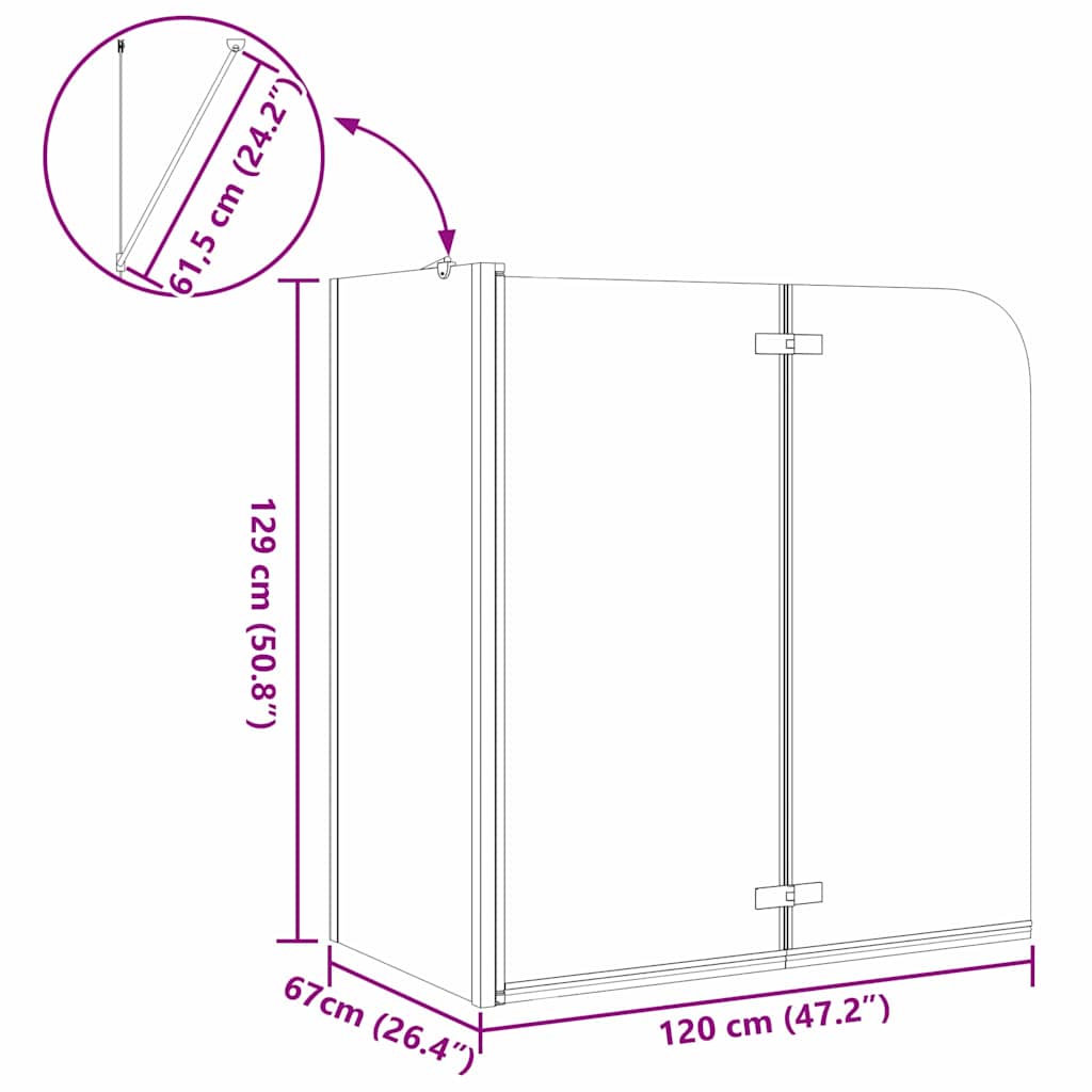 Καλυμμα Ντους Μαύρο 120 x 68 x 130 εκ. ESG Γυαλί και Αλουμίνιο - Pakobazaar