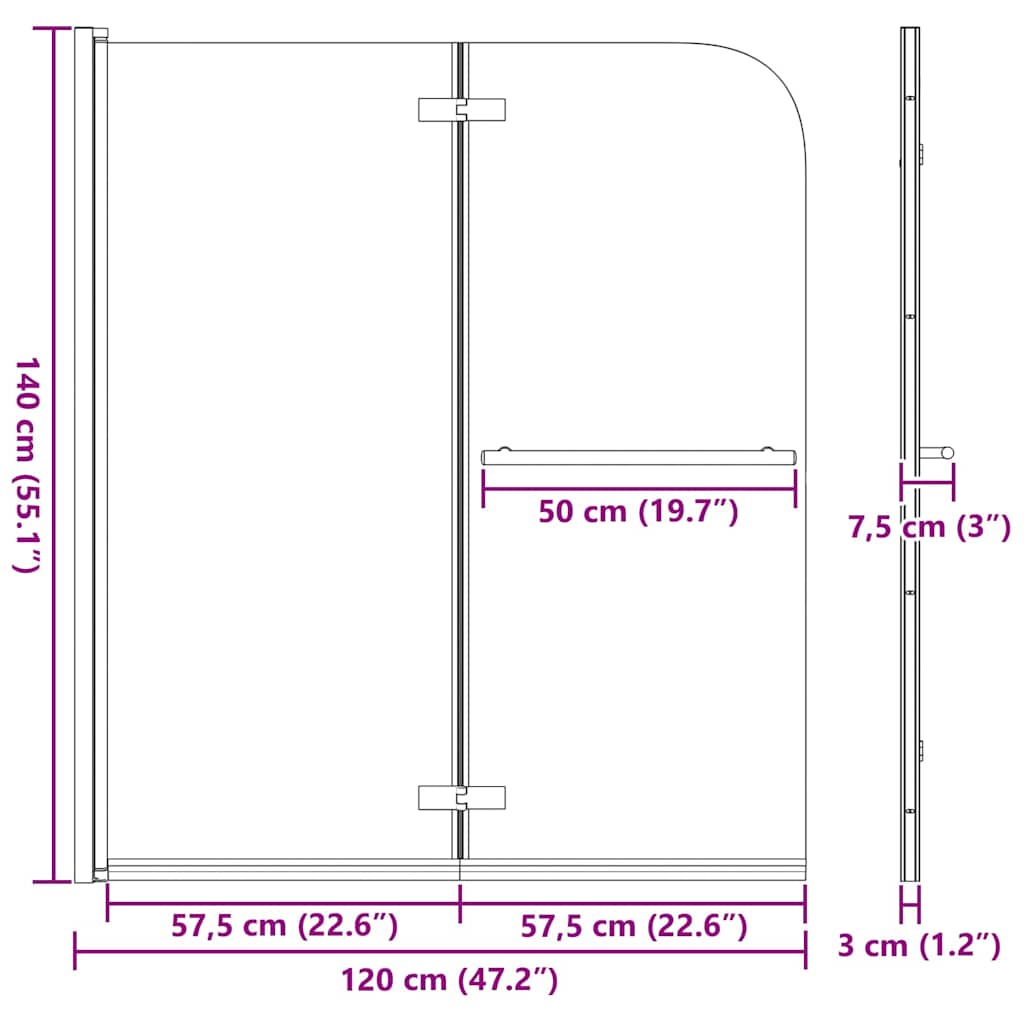 Καλυμμα Ντους Χρυσό 120 x 140 cm ESG Γυαλί και Αλουμίνιο - Pakobazaar