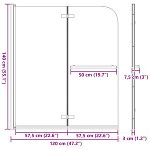 Καλυμμα Ντους Χρυσό 120 x 140 cm ESG Γυαλί και Αλουμίνιο