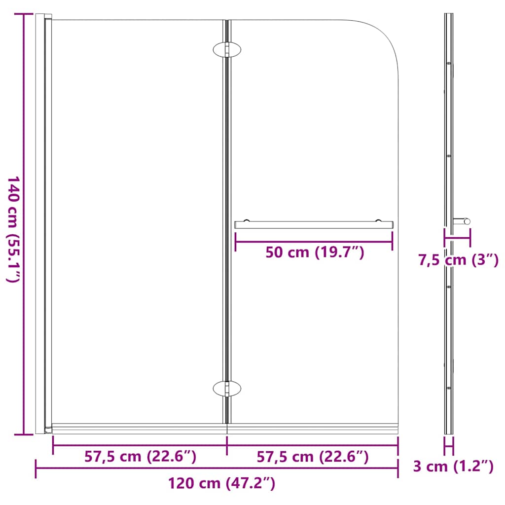 Καλυμμα Ντους Μαύρο 95 x 140 cm ESG Γυαλί και Αλουμίνιο