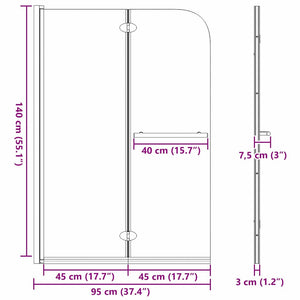 Καλυμμα Ντους Μαύρο 120 x 140 cm ESG Γυαλί και Αλουμίνιο - Pakobazaar