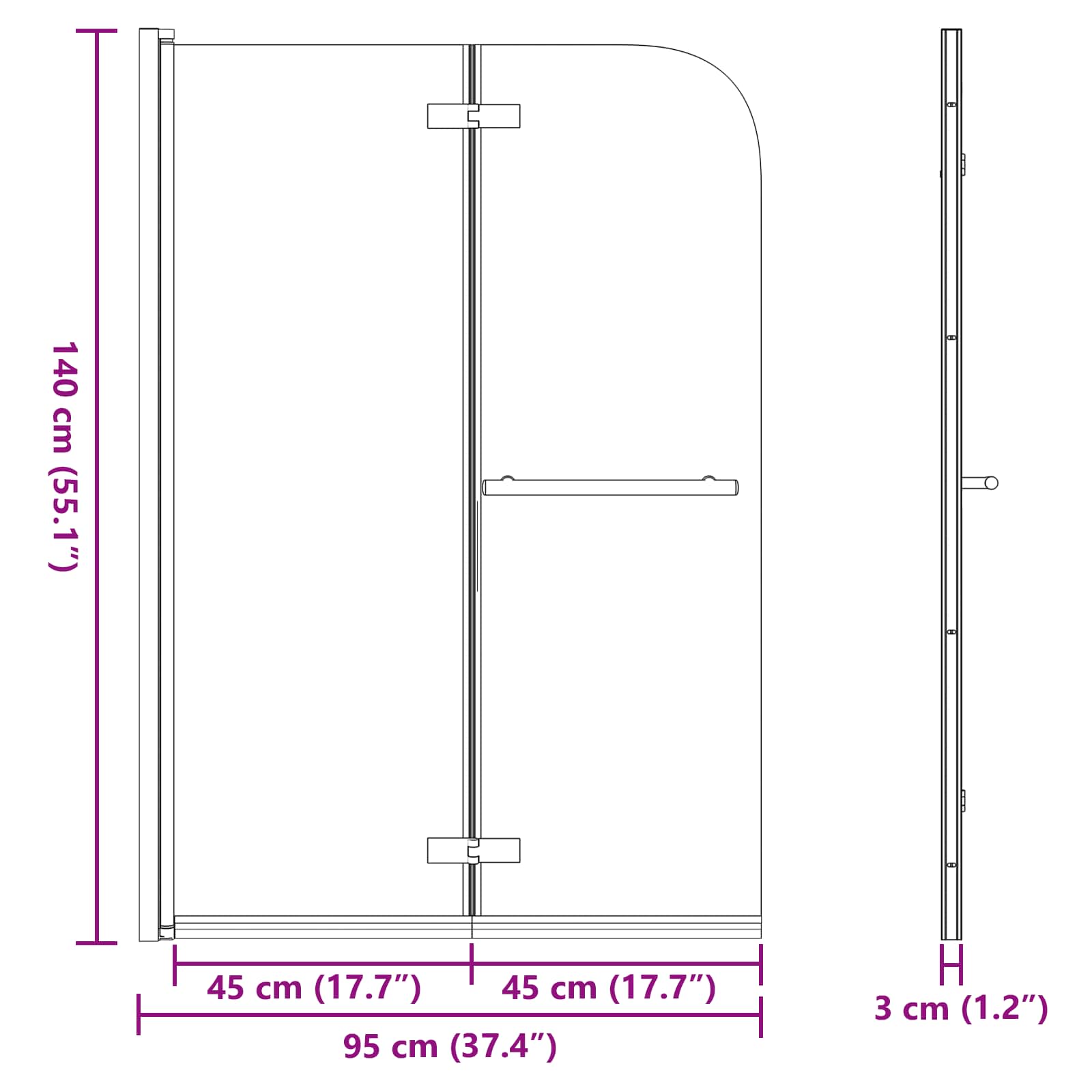 Καλυμμα Ντους Χρυσό 95 x 140 cm ESG Γυαλί και Αλουμίνιο - Pakobazaar