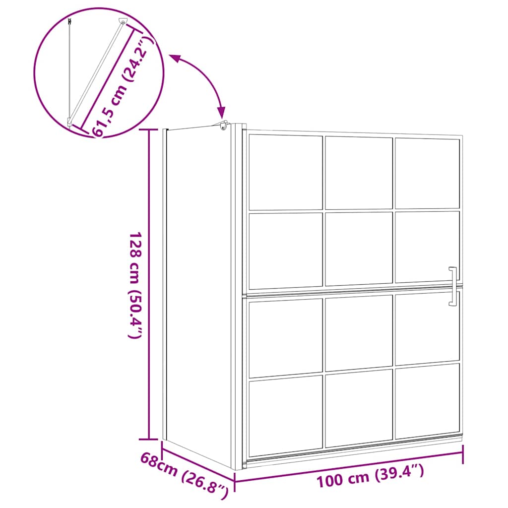 Οθόνη ντους μπάνιου Μαύρο και Διαφανές 116 x 68 x 128 εκ. - Pakobazaar
