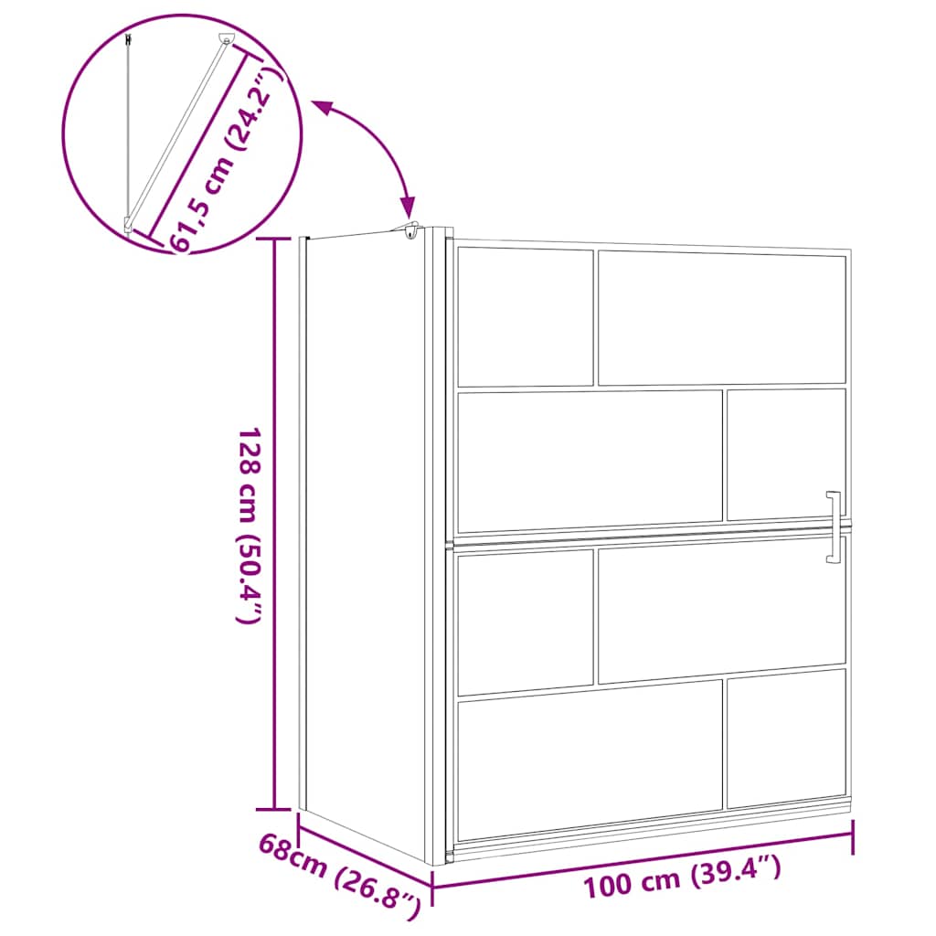 Οθόνη ντους μπάνιου Μαύρο και Διαφανές 116 x 68 x 128 εκ. - Pakobazaar