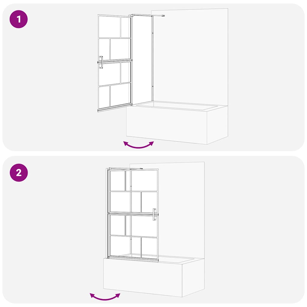 Οθόνη ντους μπάνιου Μαύρο και Διαφανές 116 x 68 x 128 εκ. - Pakobazaar