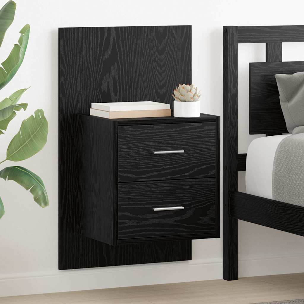 Τοίχου κομοδίνο με συρτάρι 2 pcs Μαύρη Οξυά 48,5 x 32,5 x 80 εκ - Pakobazaar