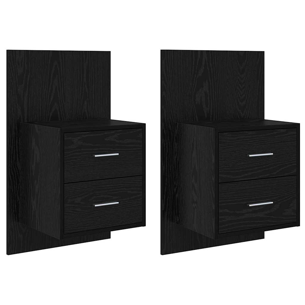Τοίχου κομοδίνο με συρτάρι 2 pcs Μαύρη Οξυά 48,5 x 32,5 x 80 εκ - Pakobazaar