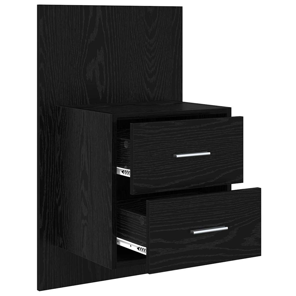 Τοίχου κομοδίνο με συρτάρι 2 pcs Μαύρη Οξυά 48,5 x 32,5 x 80 εκ - Pakobazaar