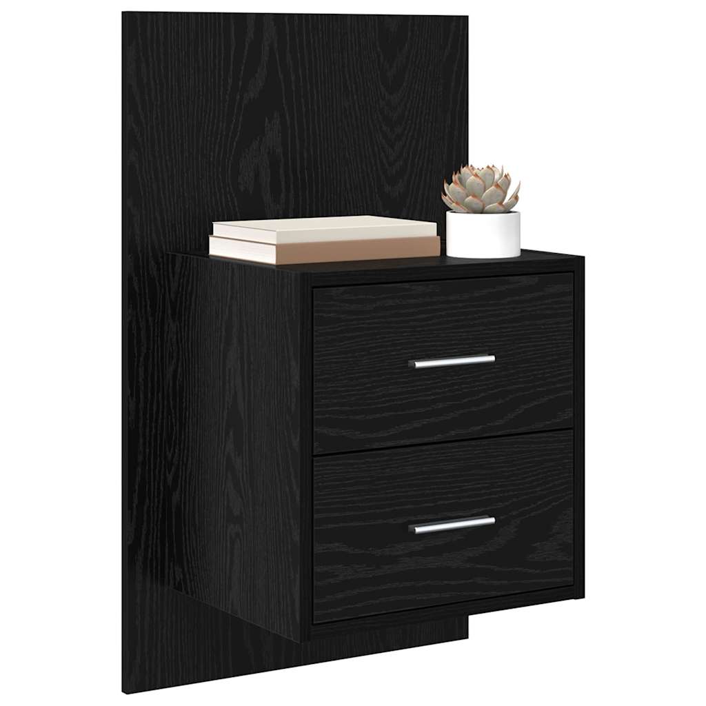 Τοίχου κομοδίνο με συρτάρι 2 pcs Μαύρη Οξυά 48,5 x 32,5 x 80 εκ - Pakobazaar