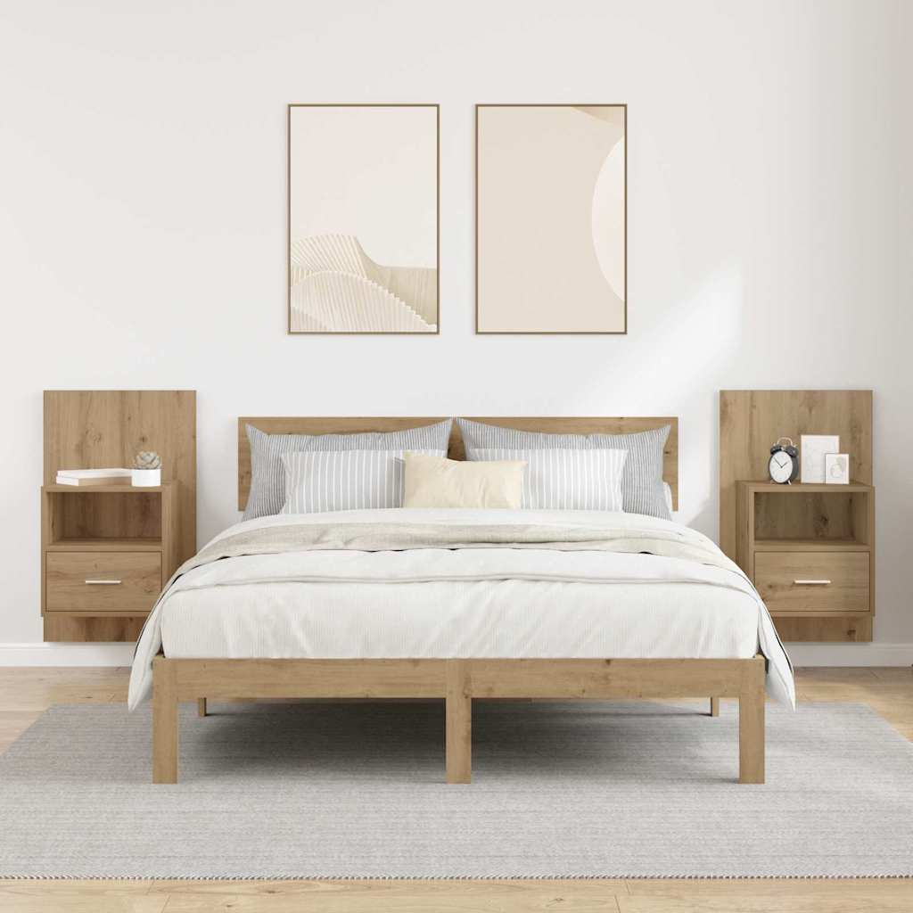 Κομοδίνο με συρτάρι 2 pcs Artisan Oak 50 x 32.5 x 80 εκ. - Pakobazaar