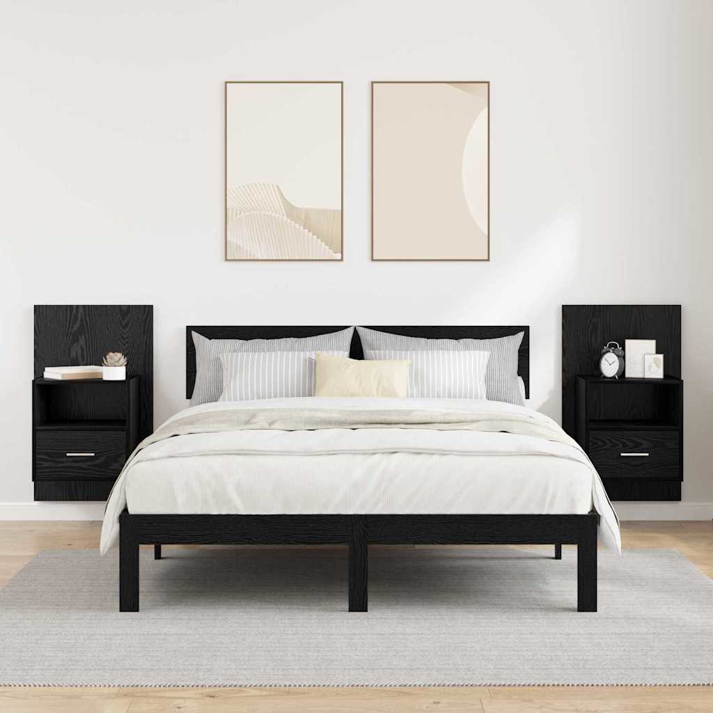Κομοδίνο 2 pcs Μαύρη Οξυά 50 x 32.5 x 80 εκ. Επεξεργασμένο ξύλο