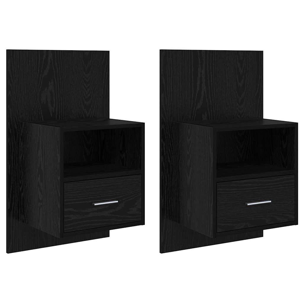 Κομοδίνο 2 pcs Μαύρη Οξυά 50 x 32.5 x 80 εκ. Επεξεργασμένο ξύλο