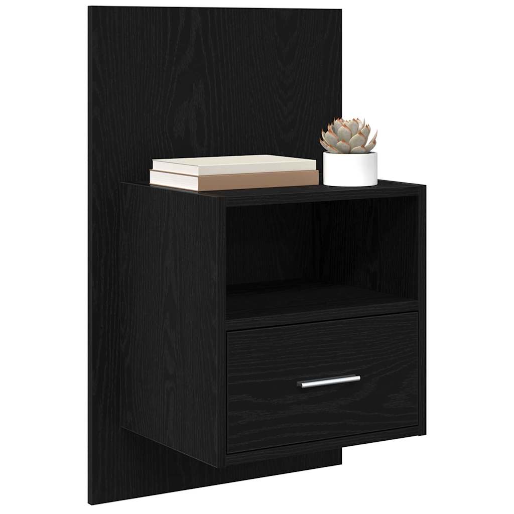 Κομοδίνο 2 pcs Μαύρη Οξυά 50 x 32.5 x 80 εκ. Επεξεργασμένο ξύλο