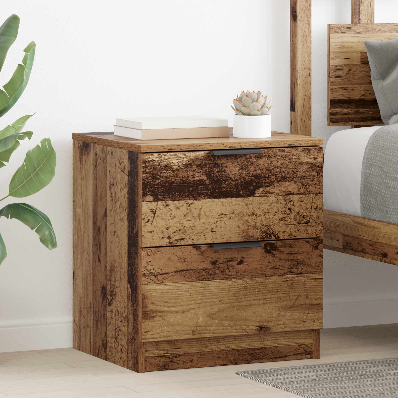 Κομοδίνο 2 pcs Παλιό ξύλο 45 x 39 x 50 εκ. Επεξεργασμένο ξύλο - Pakobazaar
