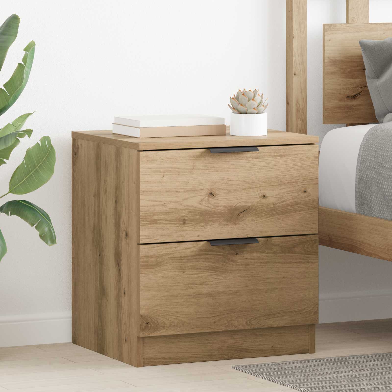 Κομοδίνο 2 pcs Artisan Oak 45 x 39 x 50 εκ. Επεξεργασμένο ξύλο - Pakobazaar