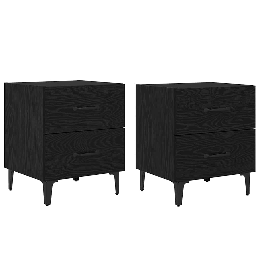 Ντουλάπι κρεβατιού 2 pcs Μαύρη Οξυά 40 x 35 x 47,5 εκ