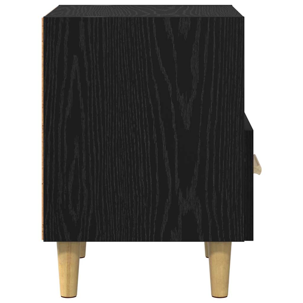 Κομοδίνο 2 pcs Μαύρη Οξυά 40 x 35 x 47 εκ. Επεξεργασμένο ξύλο