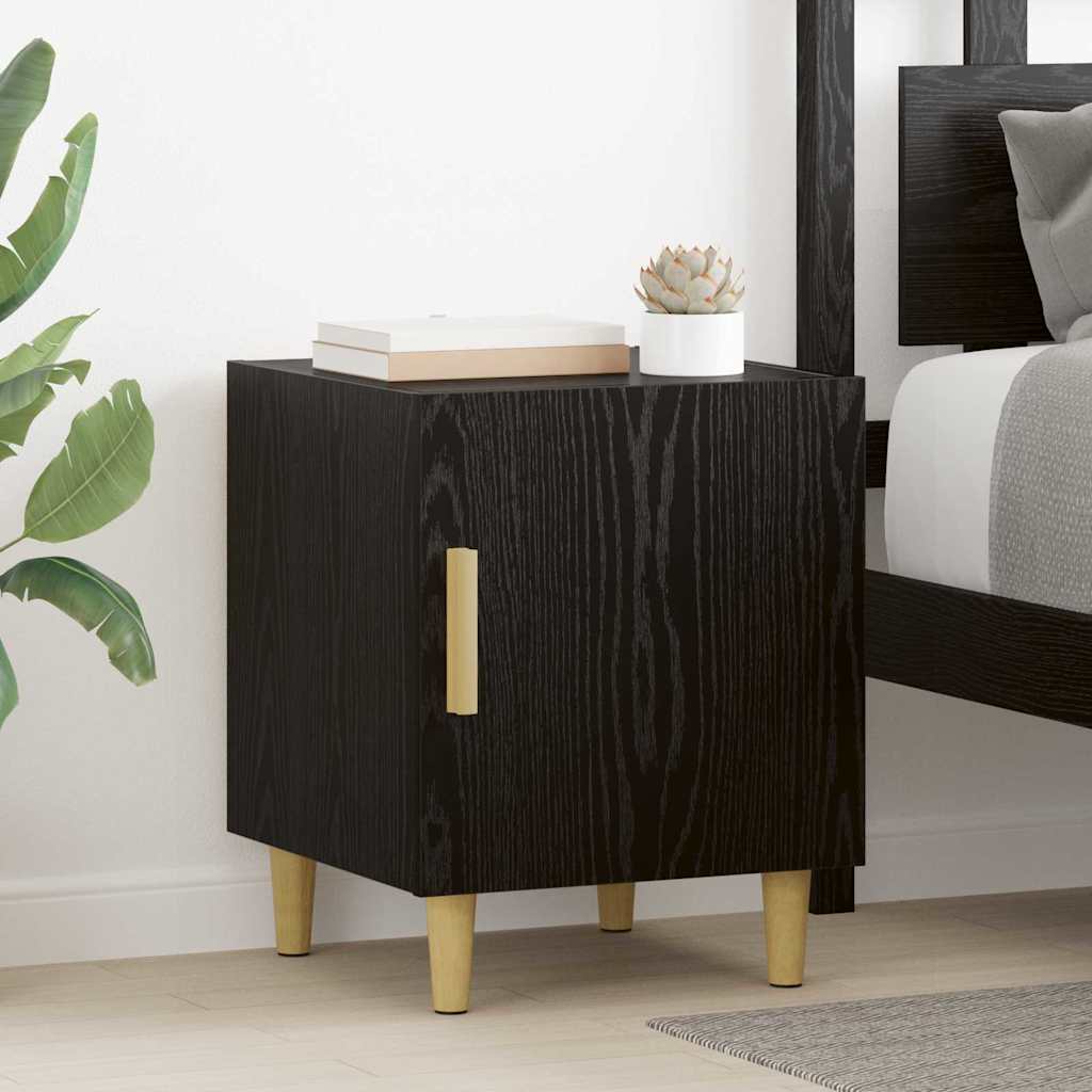 Κομοδίνο 2 pcs Μαύρη Οξυά 40 x 40 x 50 cm Επεξεργασμένο ξύλο
