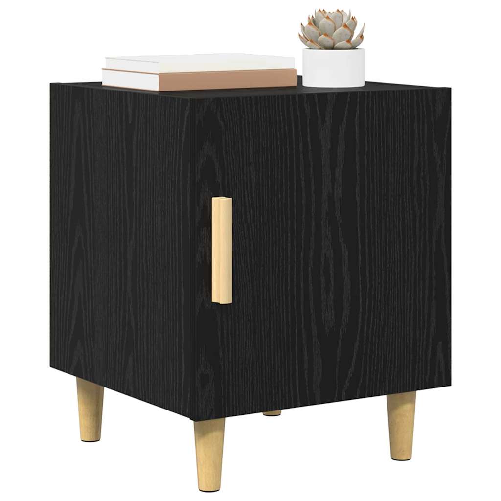 Κομοδίνο 2 pcs Μαύρη Οξυά 40 x 40 x 50 cm Επεξεργασμένο ξύλο