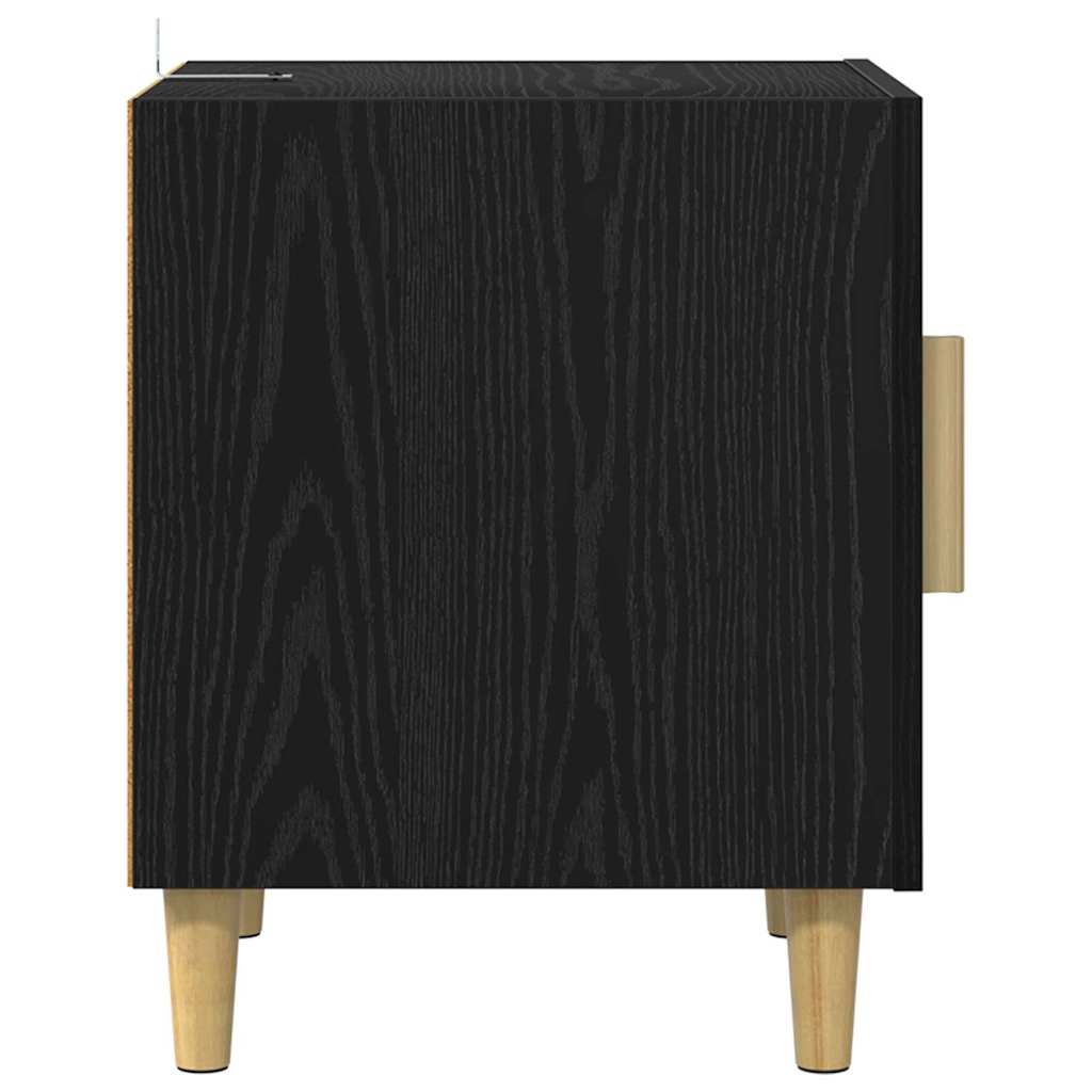 Κομοδίνο 2 pcs Μαύρη Οξυά 40 x 40 x 50 cm Επεξεργασμένο ξύλο