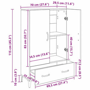 Highboard με συρτάρι Μαύρη Οξυά 70 x 31 x 115 εκ - Pakobazaar