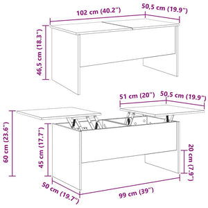 Τραπεζάκι σαλονιού Παλιό Ξύλο 102 x 50,5 x 46,5 εκ.