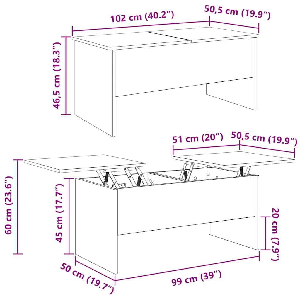 Τραπεζάκι σαλονιού Artisan Oak 102 x 50,5 x 46,5 εκ. - Pakobazaar